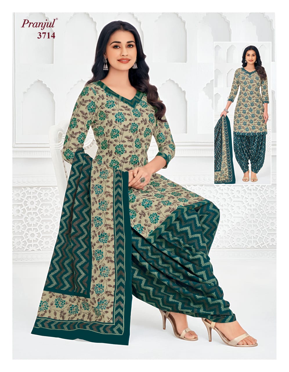Women's Pure Cotton Unstitched Patiala Salwar Suit Dress Material, Left in 2(Copy) (Copy) (Copy) (Copy)