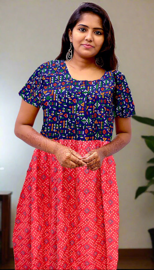 Frock Style Nighty RASPBERRY  and DARK ROYAL BLUE