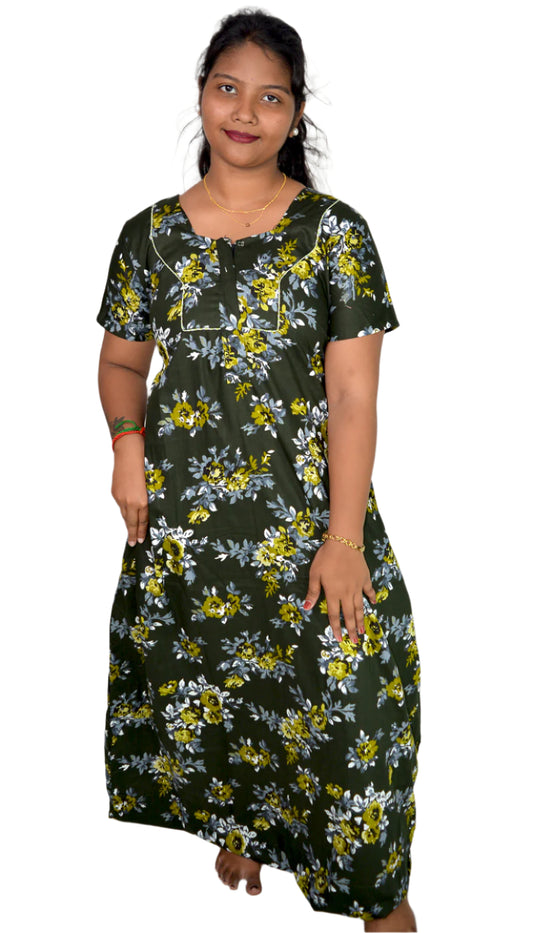 Cotton green Floral Nighties
