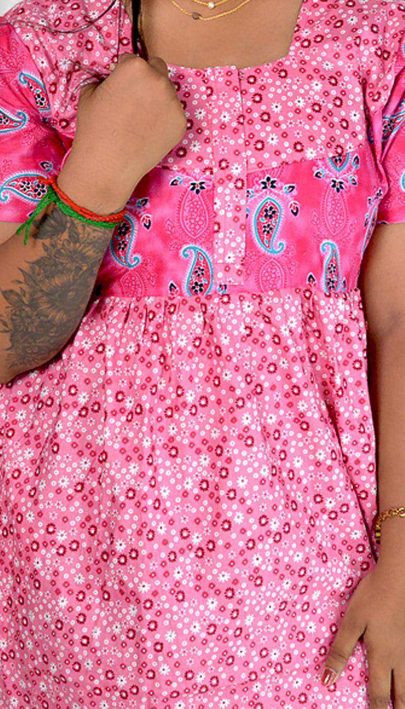 milk rose Frock Style Nighty