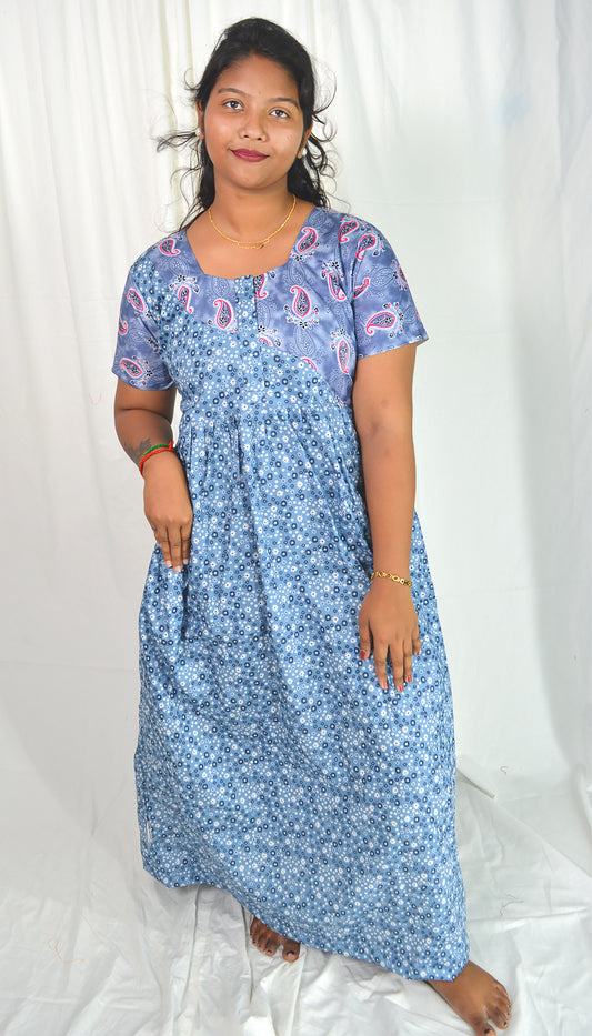 Frock Style Nighty gray- blue