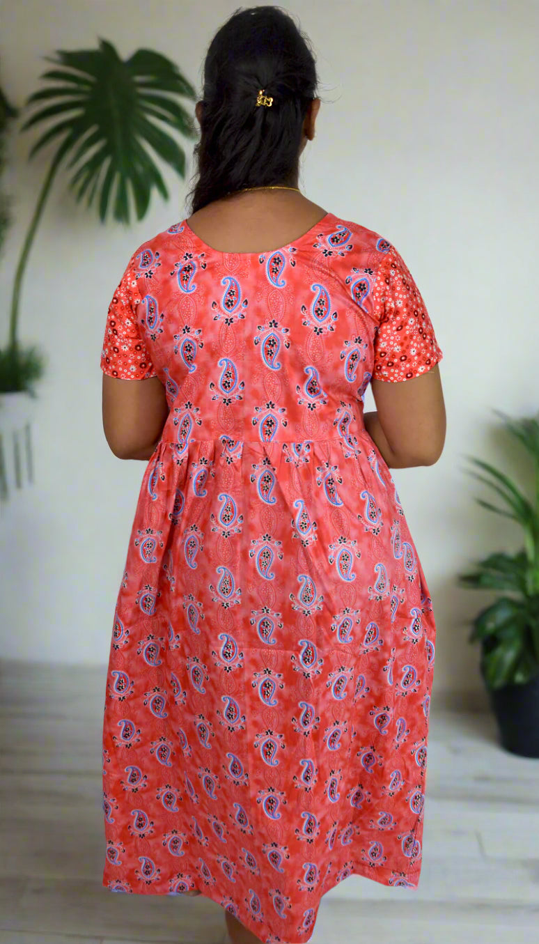Frock Style Nighty Peach Paisley