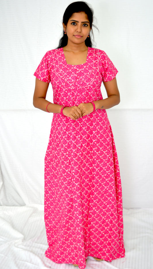 LIGHT ROSE COTTON  Floral Nighties