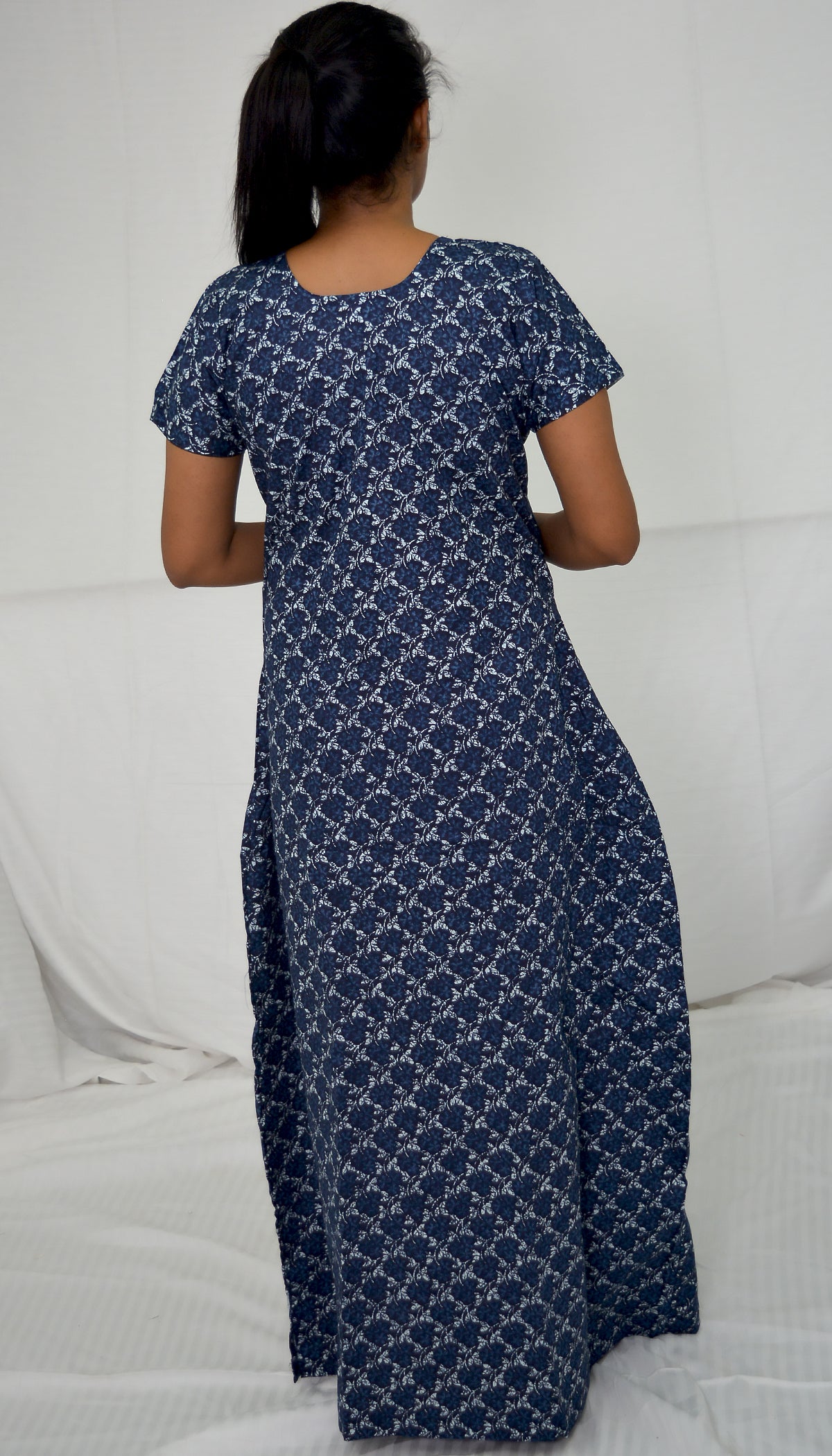 Prussian blue COTTON Floral Nighties