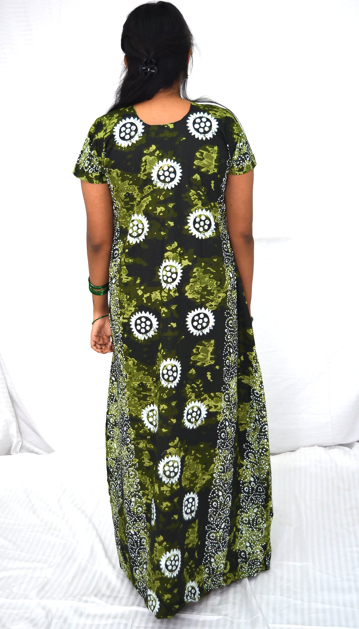 GREEN MULTI FLOWER  cotton  Floral Nighties