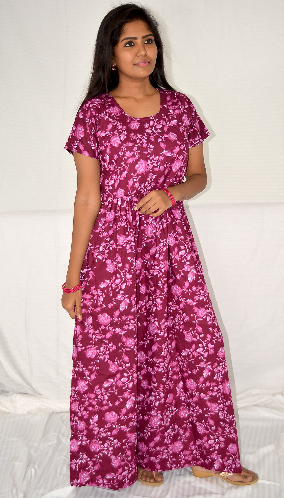 CLARET cotton Maternity frock   Feeding Nighty