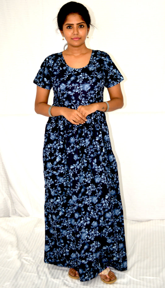 dark neavy cotton Maternity frock   Feeding Nighty