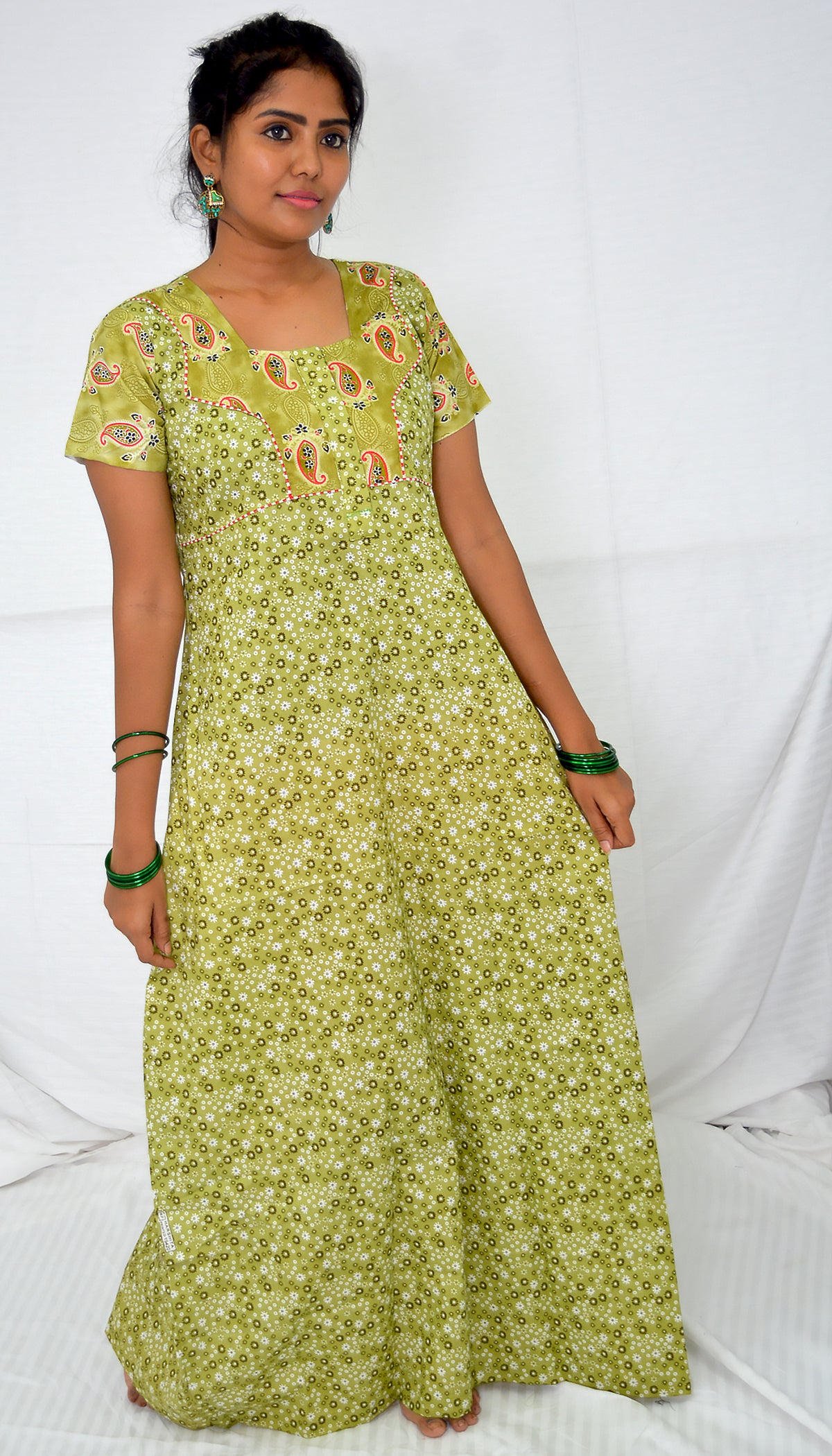 pinkle green  cotton  nighty