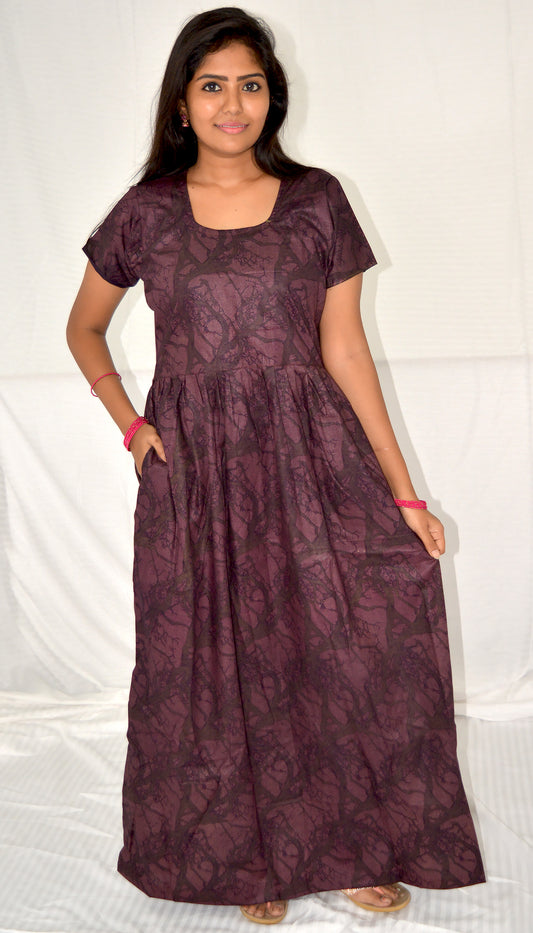 dark plum  cotton frock nighty