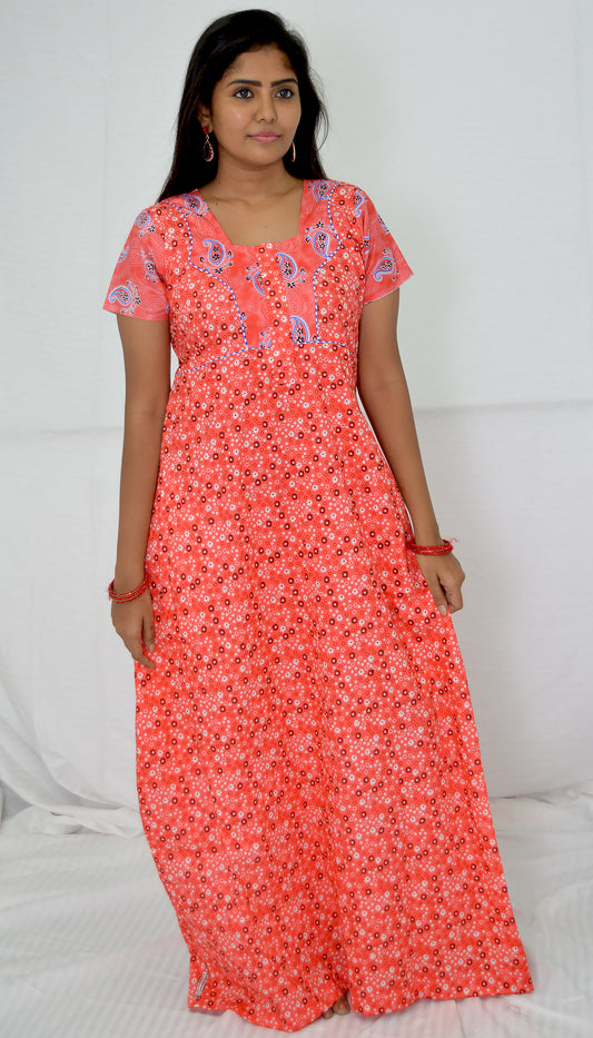 rose red  cotton  Nighties