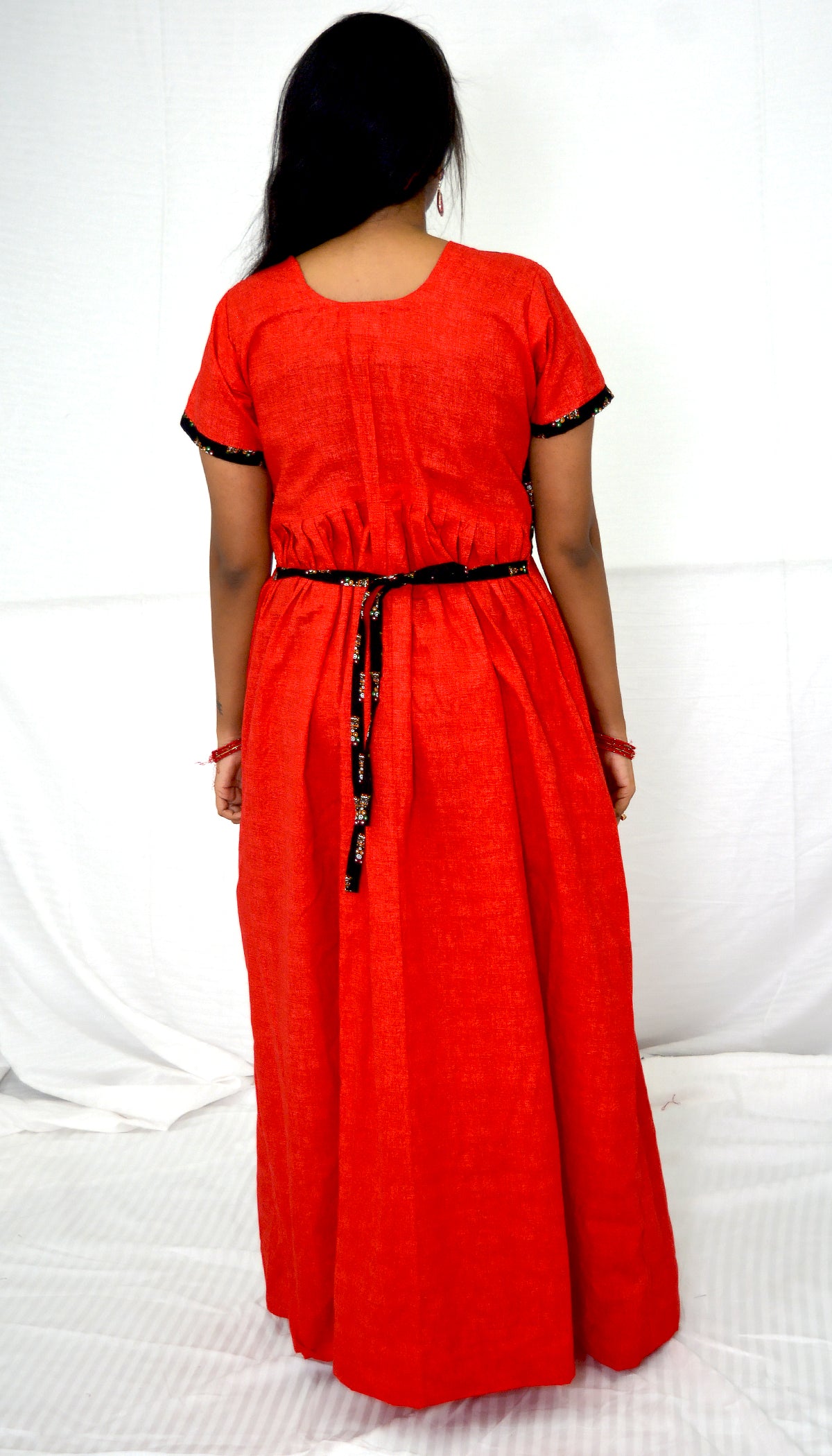 APPLE DARK Red and black cotton frock  Maternity Feeding Nighty