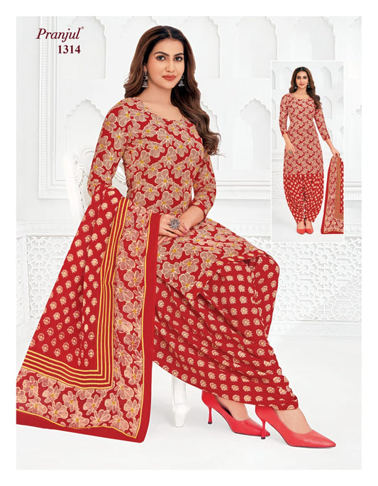 Pure Cotton Unstitched Patiala Salwar Suit Dress Material