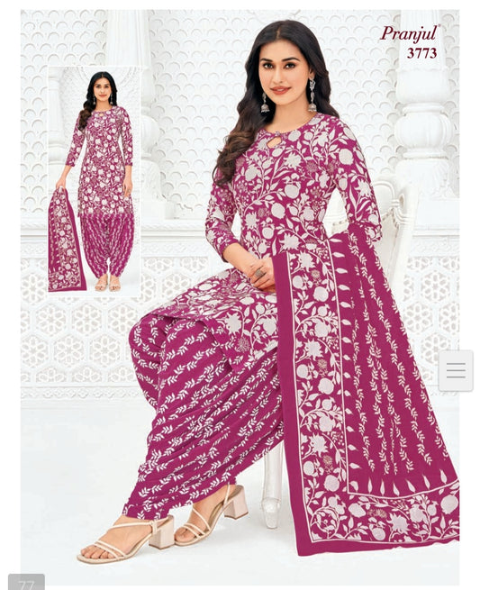 Pure Cotton Unstitched Patiala Salwar Suit Dress Material