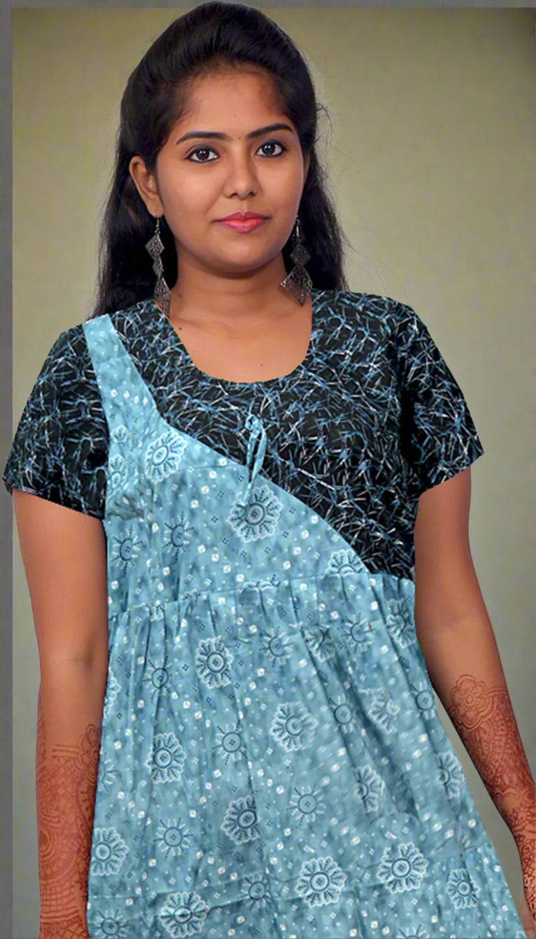 Lite Blue and Black Frock Style Nighty