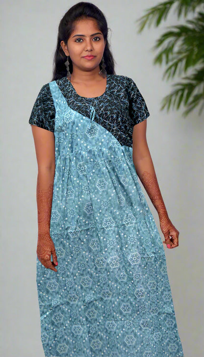 Lite Blue and Black Frock Style Nighty