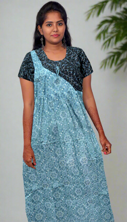 Lite Blue and Black Frock Style Nighty