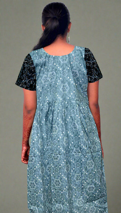 Lite Blue and Black Frock Style Nighty