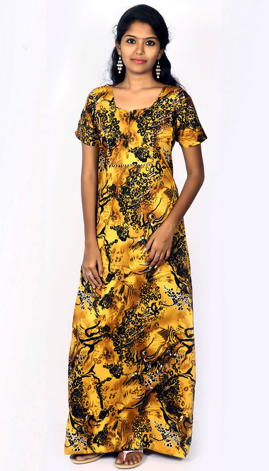 Golden Flora Printed Rayon Nighty