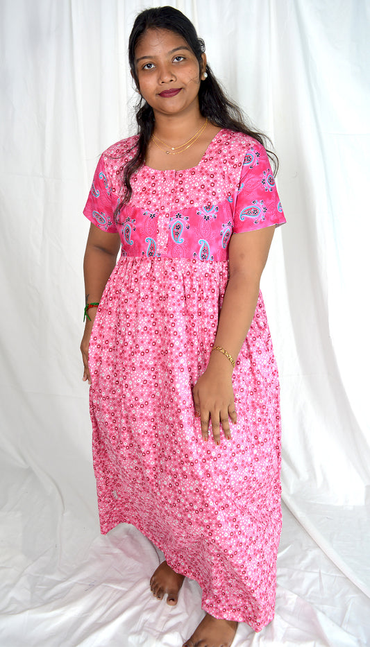 milk rose Frock Style Nighty