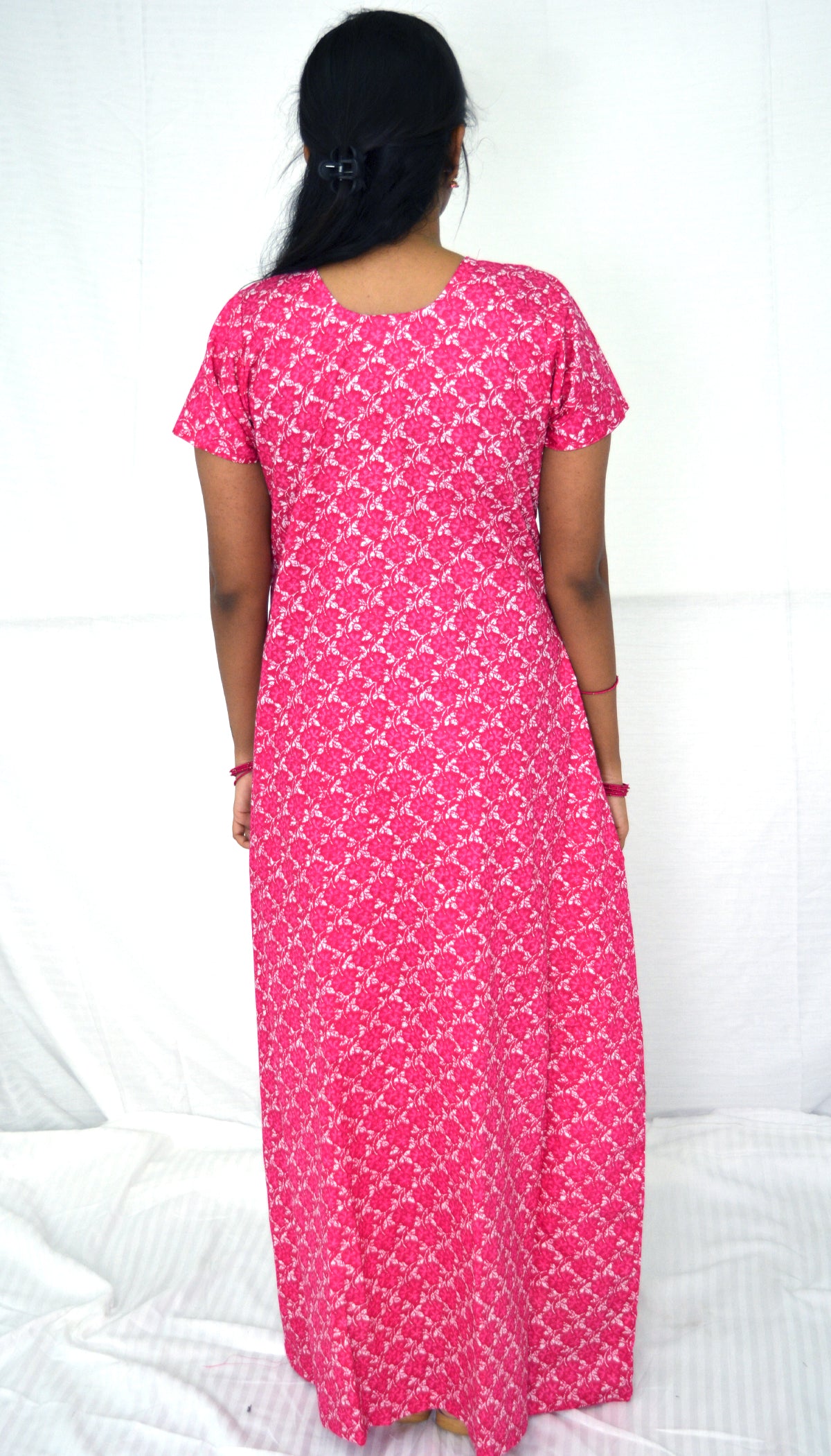 LIGHT ROSE COTTON  Floral Nighties