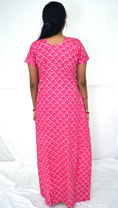 LIGHT ROSE COTTON  Floral Nighties