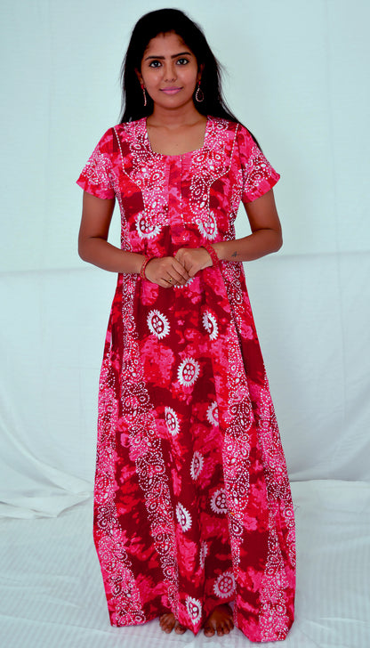 PINK RED AND WHITE FLOWER  cotton  Floral Nighties