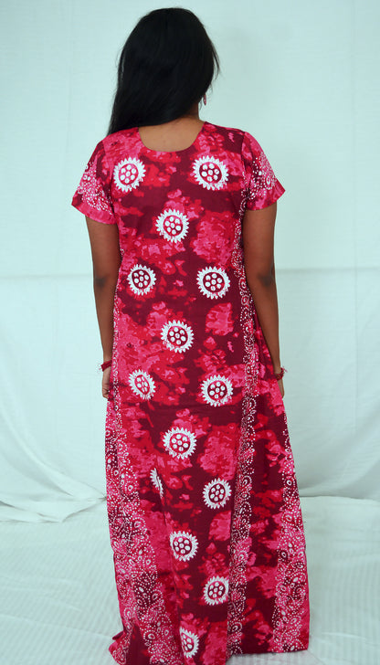 PINK RED AND WHITE FLOWER  cotton  Floral Nighties
