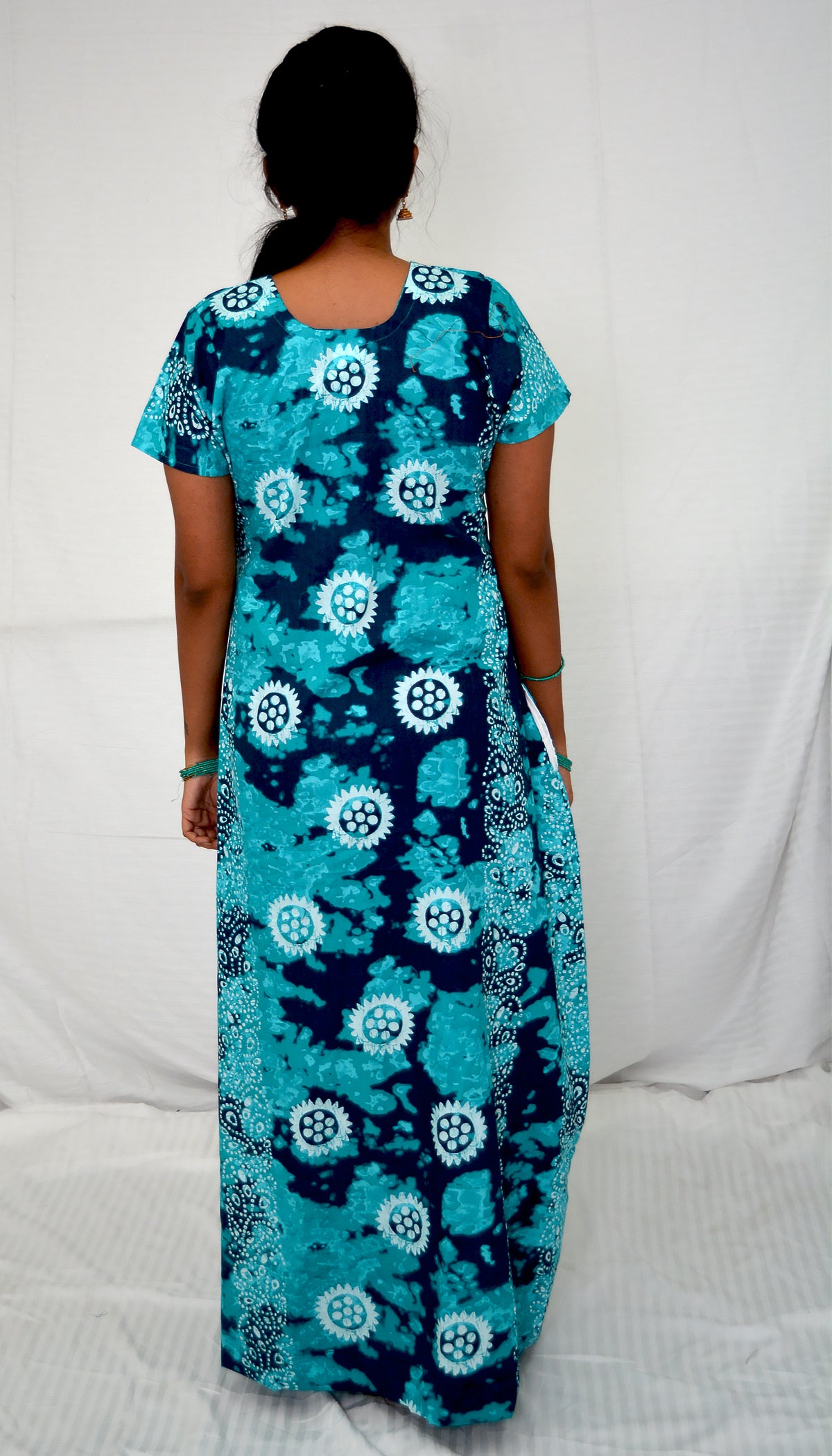 TURQUOISE FLOWER  cotton  Floral Nighties