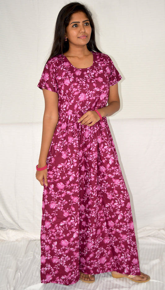 Aisnigha Soft Touch Sleepwear CLARET cotton Maternity frock   Feeding Nighty