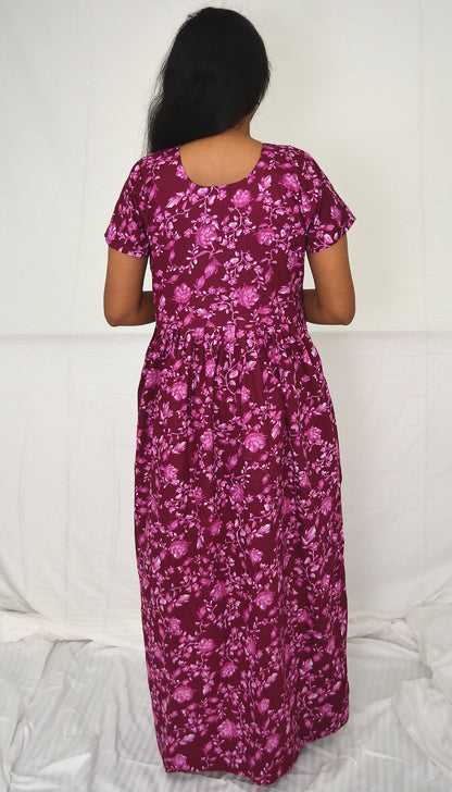 CLARET cotton Maternity frock   Feeding Nighty