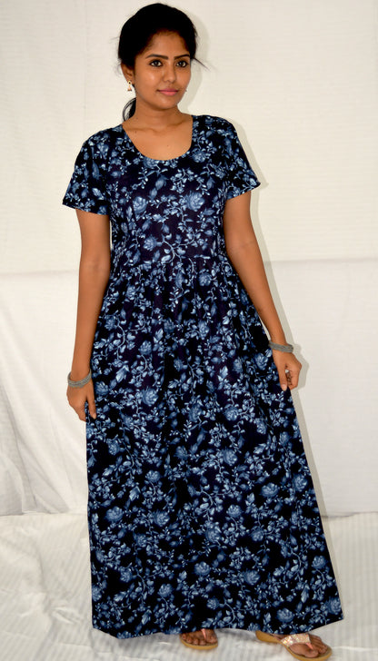 dark neavy cotton Maternity frock   Feeding Nighty