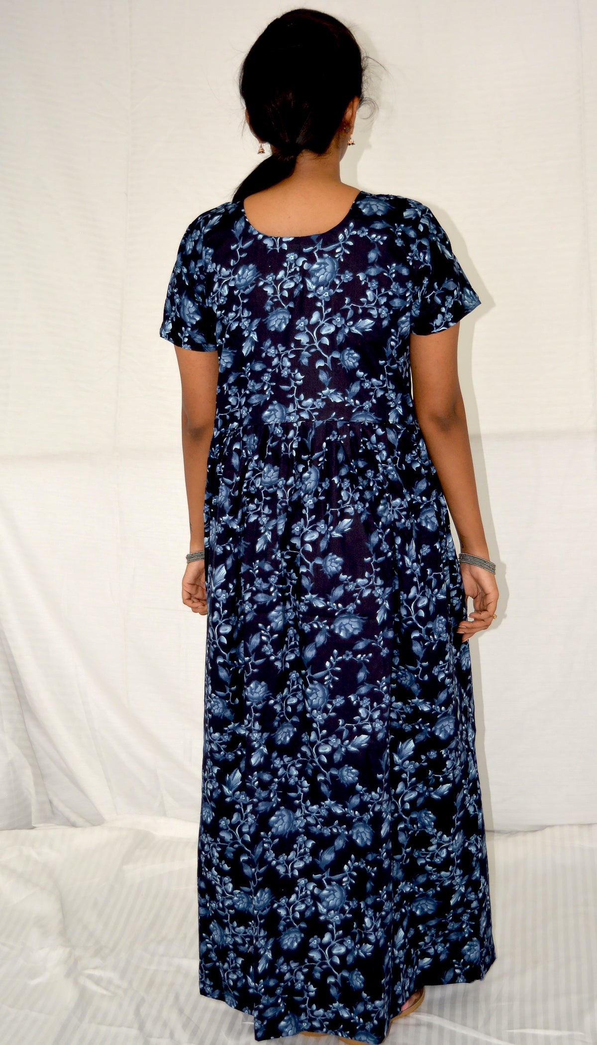 dark neavy cotton Maternity frock   Feeding Nighty