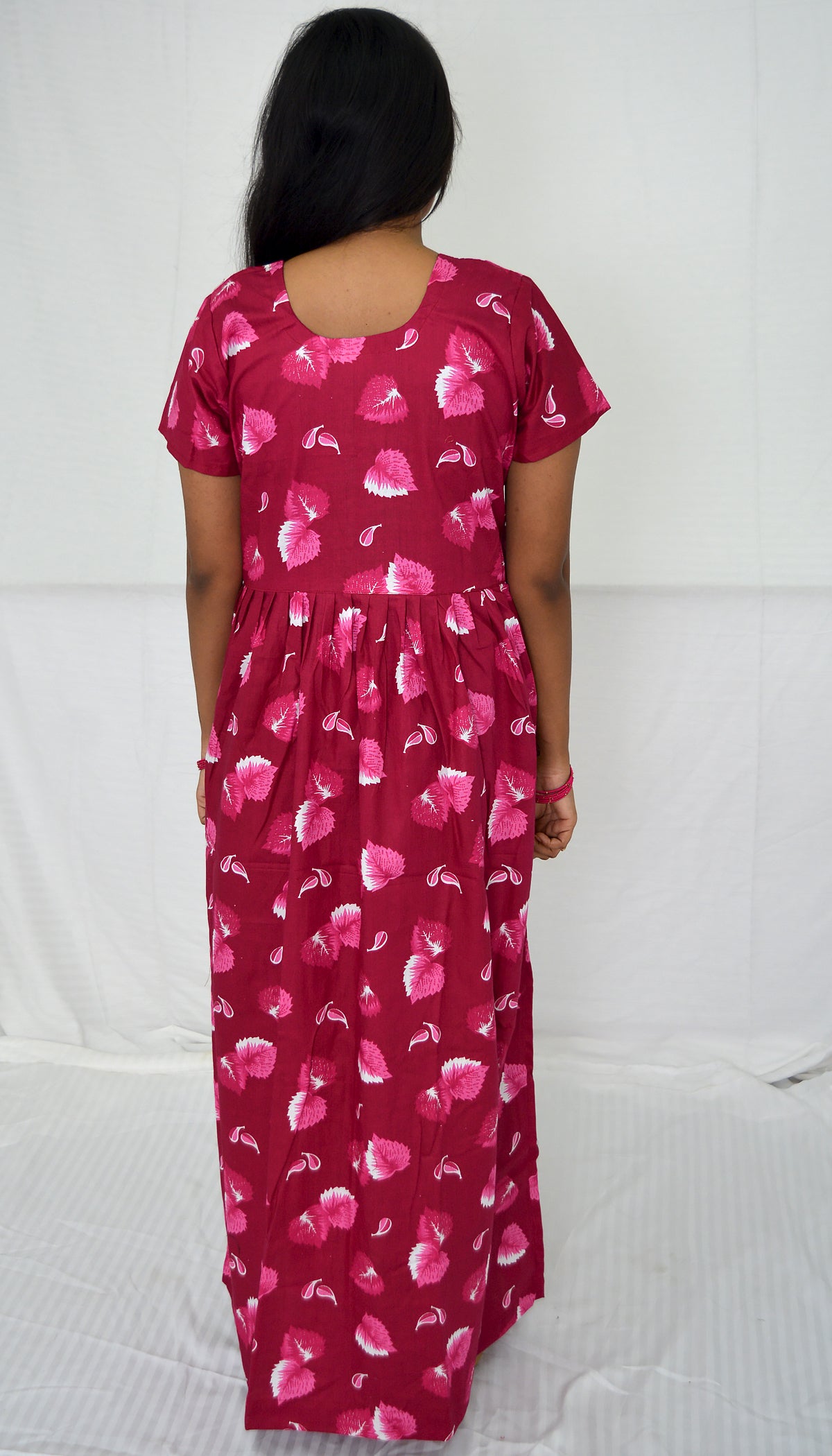 dark magenta  cotton Maternity frock   Feeding Nighty