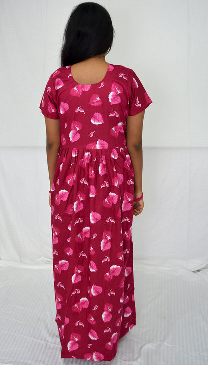 dark magenta  cotton Maternity frock   Feeding Nighty