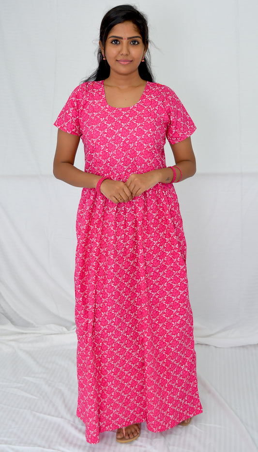 Feeding Frock Rose Cotton  Maternity Nighty