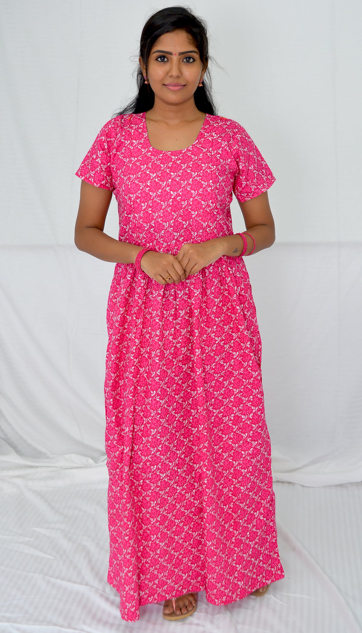 Pink  cotton frock nighty