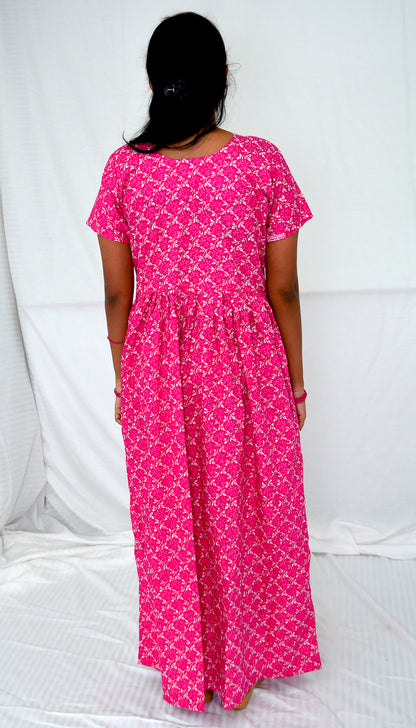 Rose cotton Maternity frock   Feeding Nighty