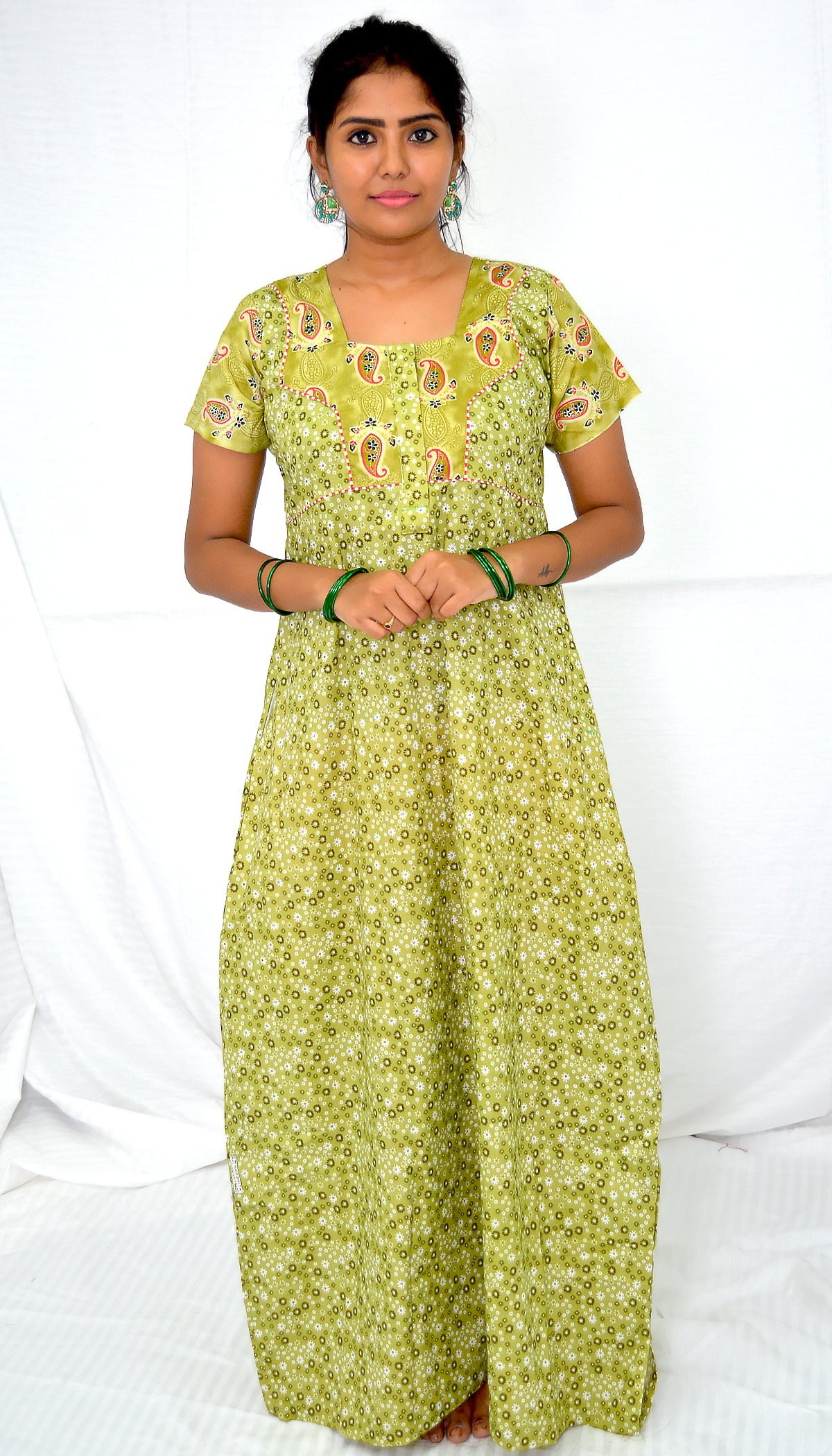 pinkle green  cotton  nighty