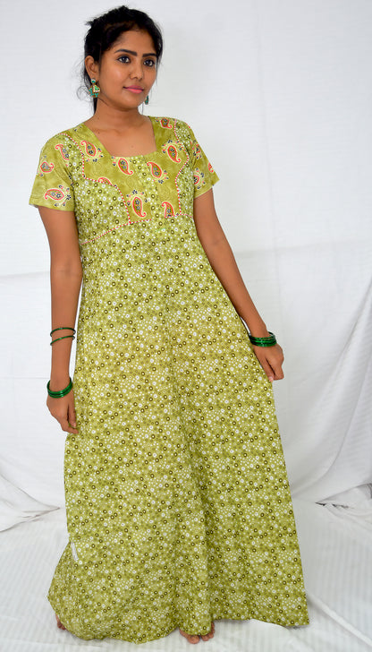 pinkle green  cotton  nighty