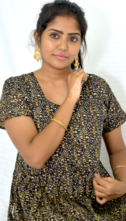 BLACK  cotton Maternity frock Feeding Nighty