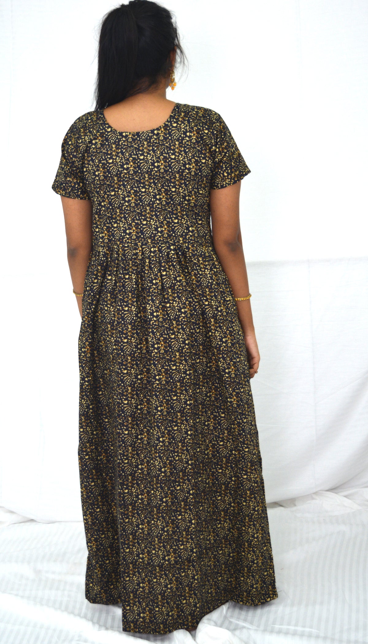 BLACK  cotton Maternity frock Feeding Nighty