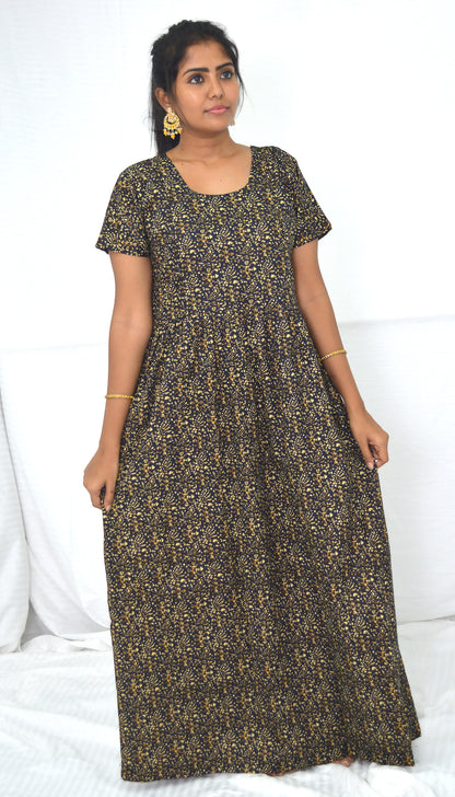 BLACK  cotton Maternity frock Feeding Nighty