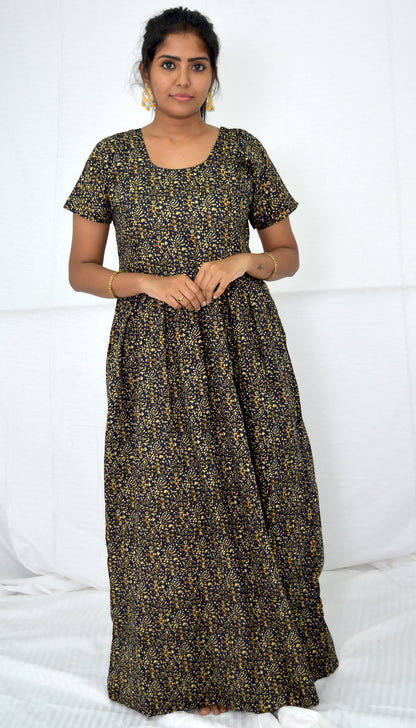 BLACK  cotton Maternity frock Feeding Nighty