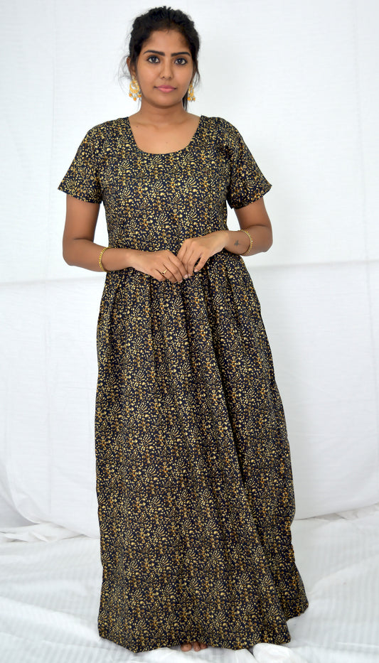 BLACK  cotton Maternity frock Feeding Nighty