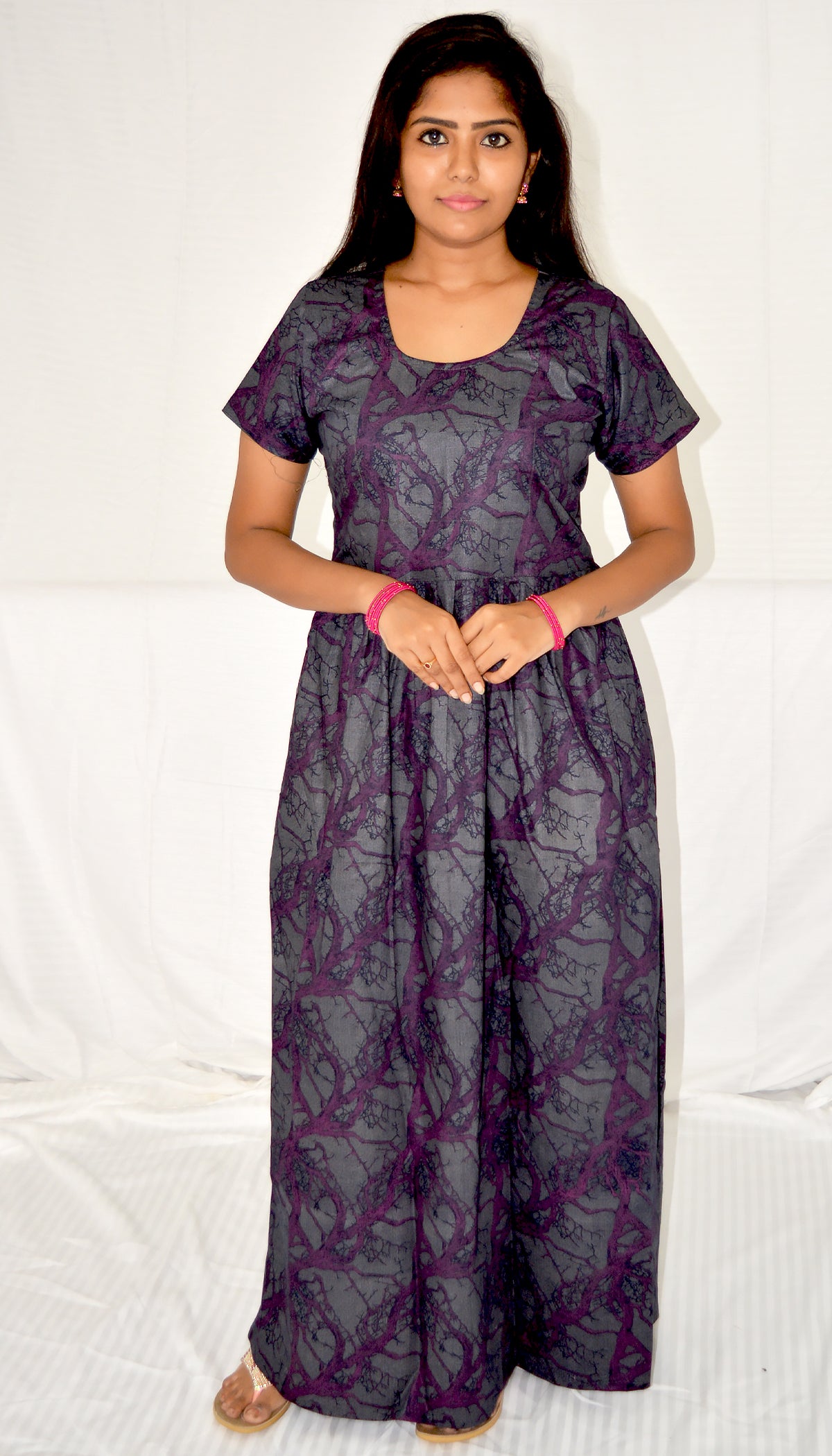 gray   cotton frock nighty