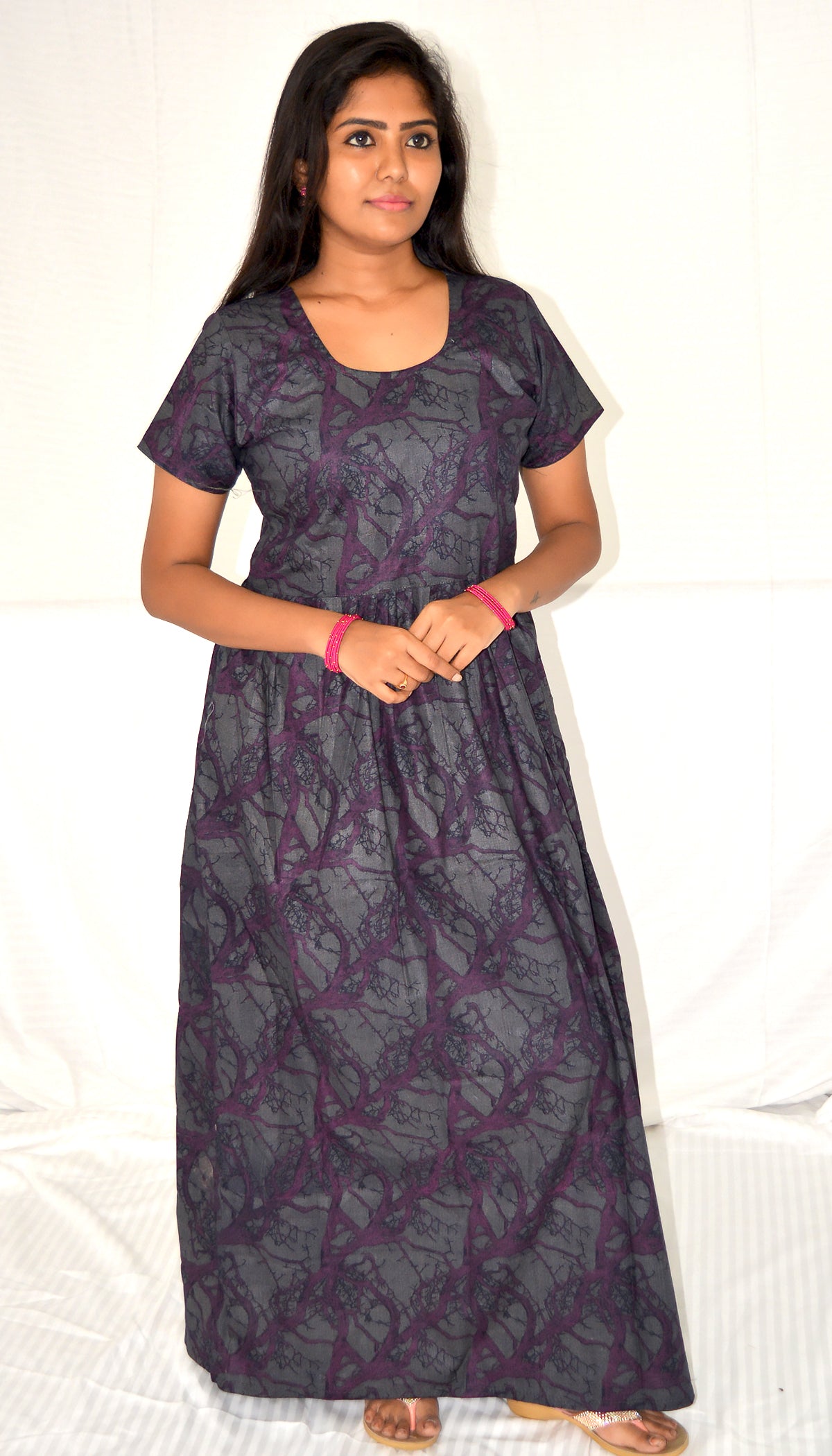 gray   cotton frock nighty