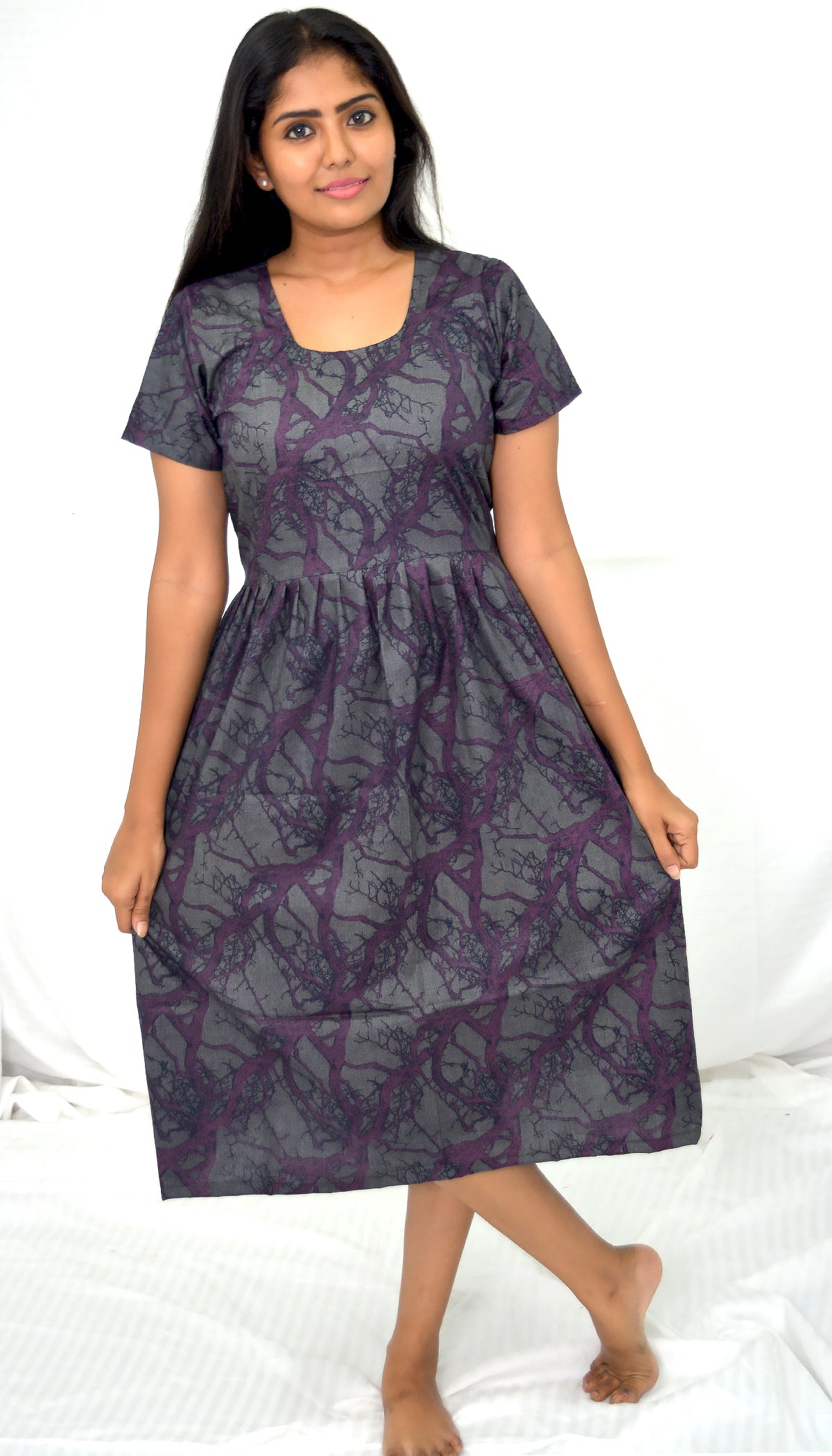short  grey  cotton frock  nighty