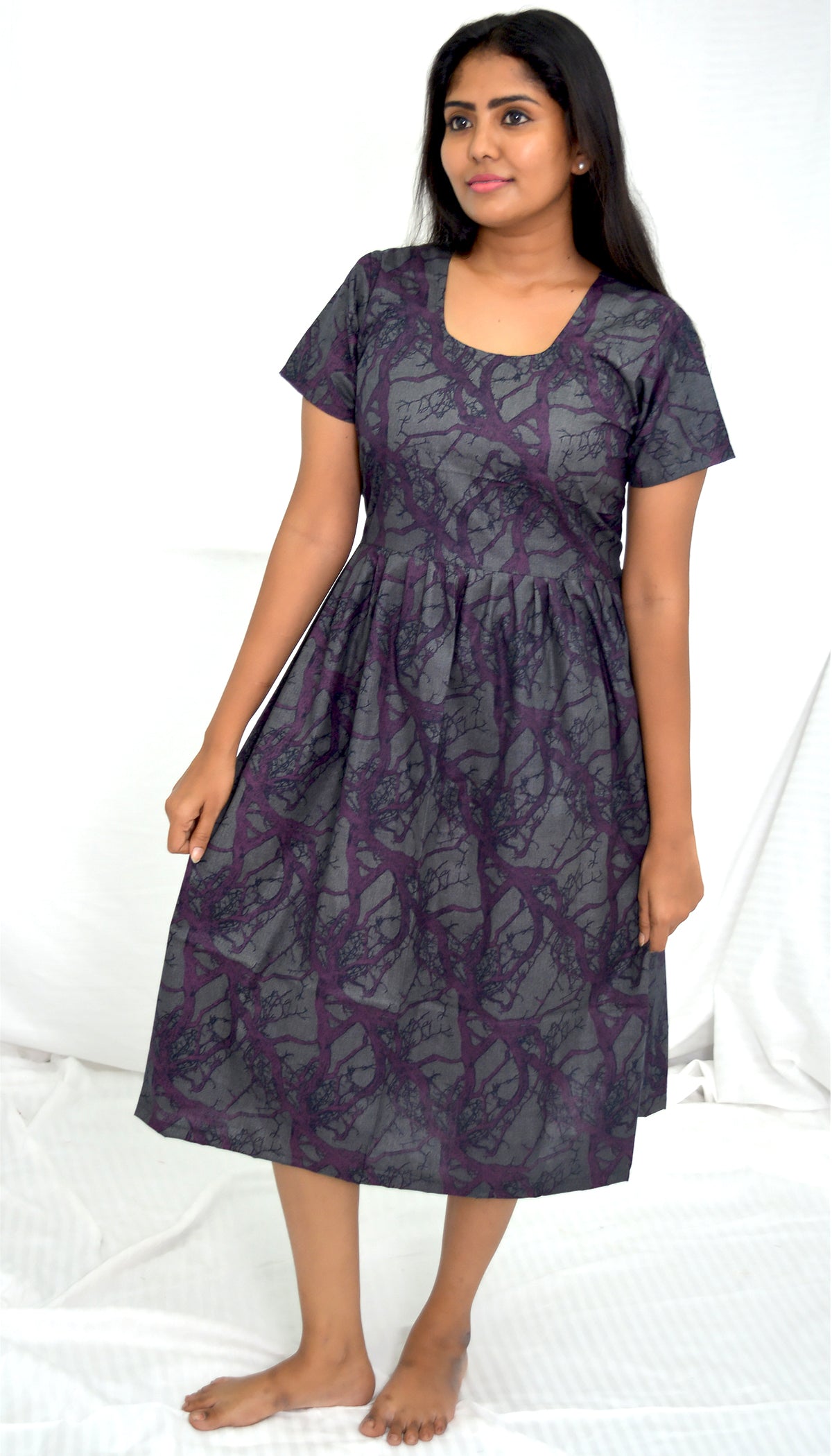 short  grey  cotton frock  nighty