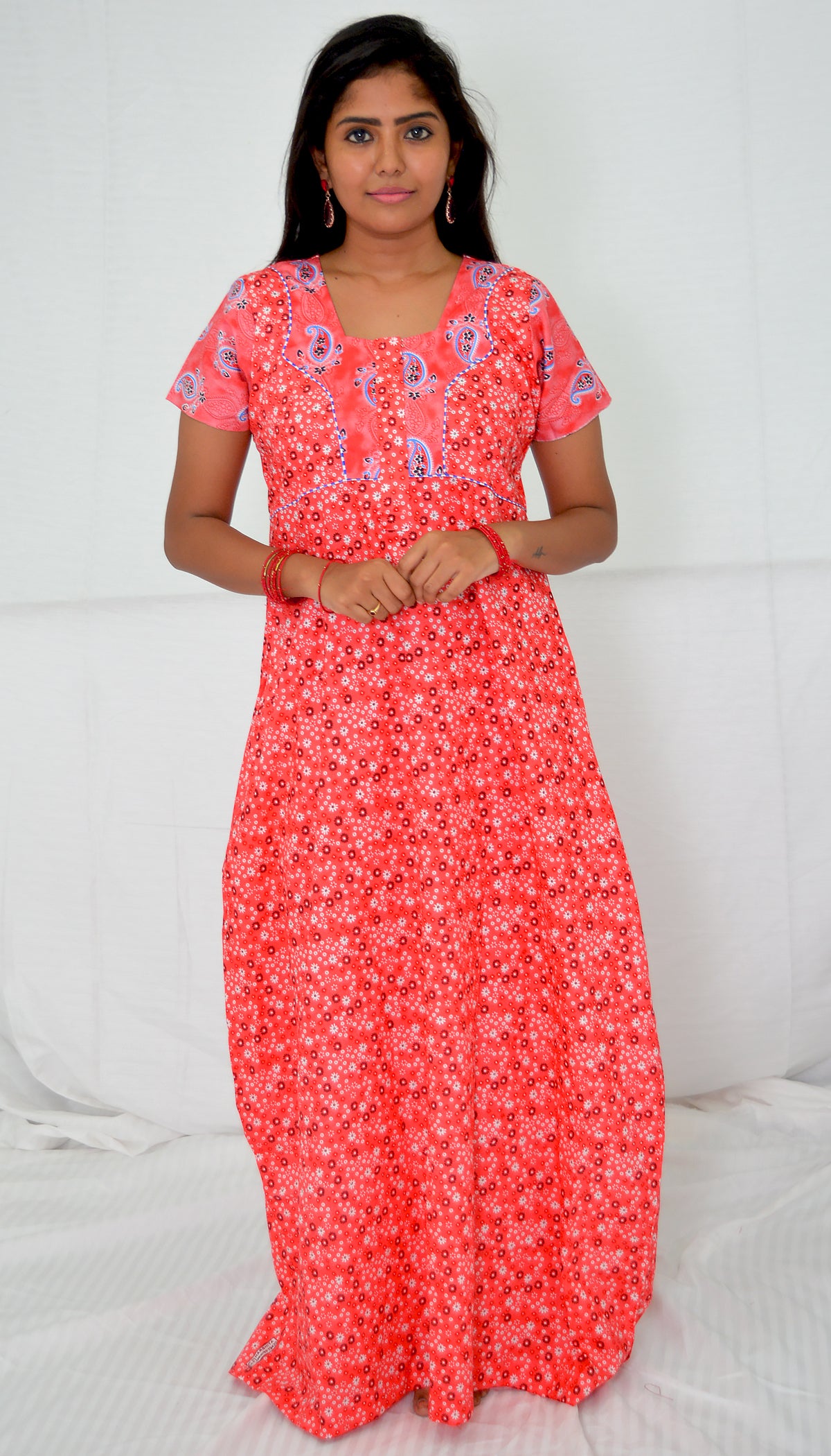 rose red  cotton  Nighties