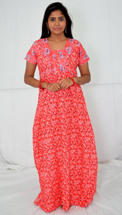 rose red  cotton  Nighties